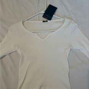 Brandy Melville White V-Neck Women's Top